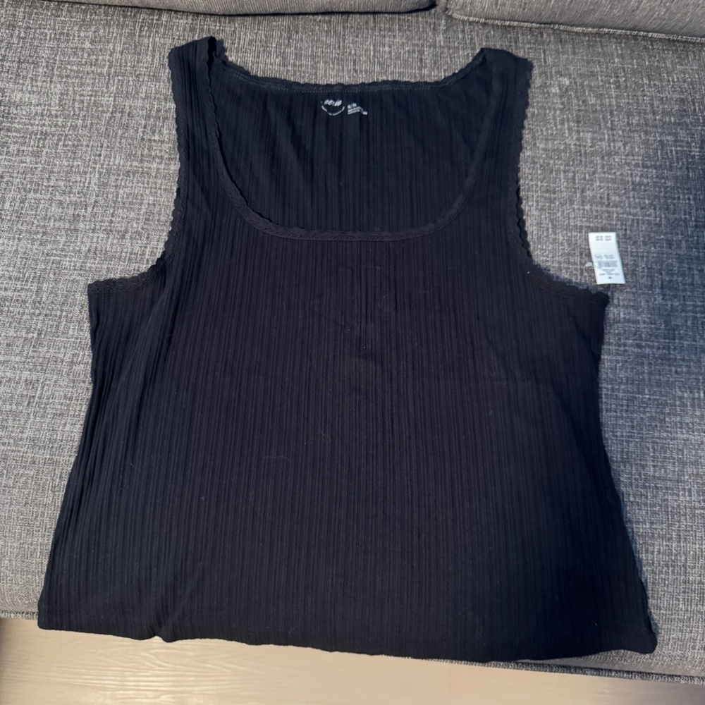 Aerie Black Ribbed Tank Top